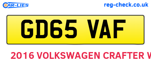GD65VAF are the vehicle registration plates.