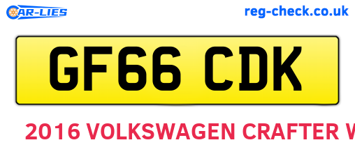 GF66CDK are the vehicle registration plates.
