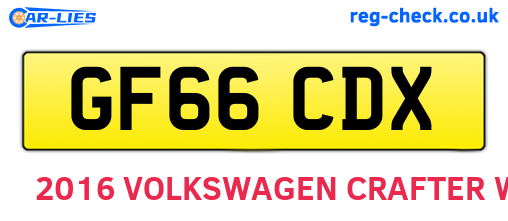 GF66CDX are the vehicle registration plates.