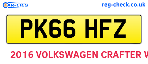 PK66HFZ are the vehicle registration plates.