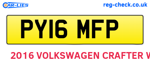PY16MFP are the vehicle registration plates.