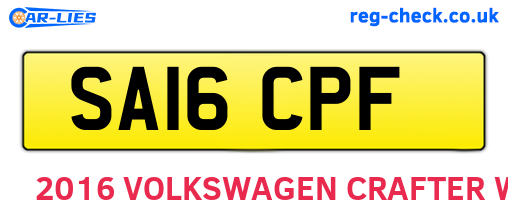 SA16CPF are the vehicle registration plates.