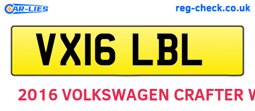 VX16LBL are the vehicle registration plates.