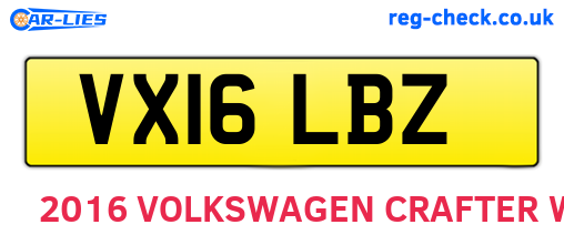 VX16LBZ are the vehicle registration plates.