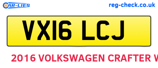 VX16LCJ are the vehicle registration plates.