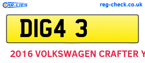 DIG43 are the vehicle registration plates.