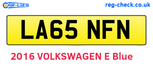 LA65NFN are the vehicle registration plates.