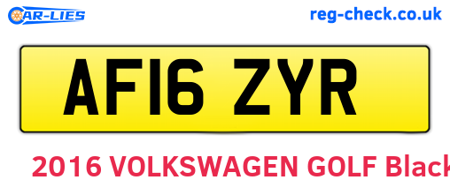 AF16ZYR are the vehicle registration plates.