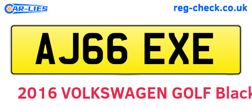 AJ66EXE are the vehicle registration plates.