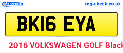 BK16EYA are the vehicle registration plates.