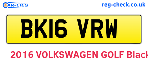 BK16VRW are the vehicle registration plates.
