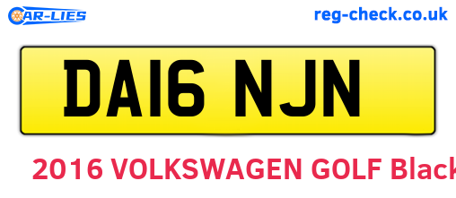DA16NJN are the vehicle registration plates.