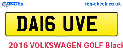 DA16UVE are the vehicle registration plates.