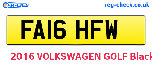 FA16HFW are the vehicle registration plates.