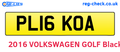 PL16KOA are the vehicle registration plates.