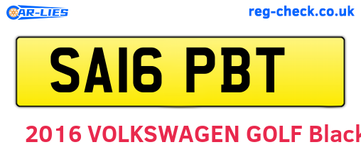 SA16PBT are the vehicle registration plates.