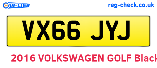 VX66JYJ are the vehicle registration plates.