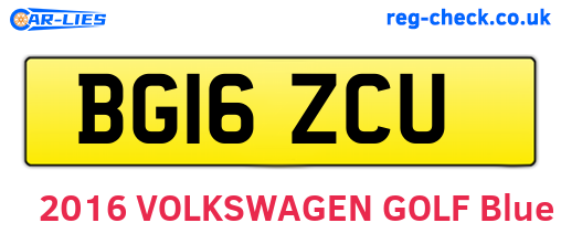 BG16ZCU are the vehicle registration plates.