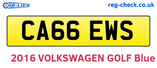 CA66EWS are the vehicle registration plates.