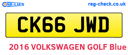 CK66JWD are the vehicle registration plates.