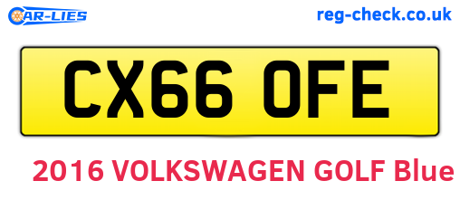 CX66OFE are the vehicle registration plates.