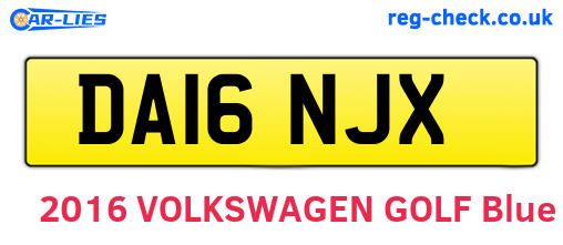 DA16NJX are the vehicle registration plates.