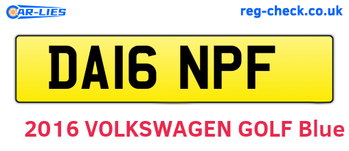 DA16NPF are the vehicle registration plates.