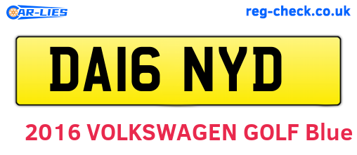 DA16NYD are the vehicle registration plates.
