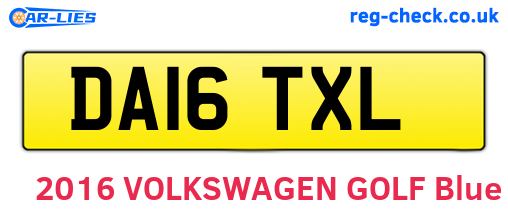 DA16TXL are the vehicle registration plates.