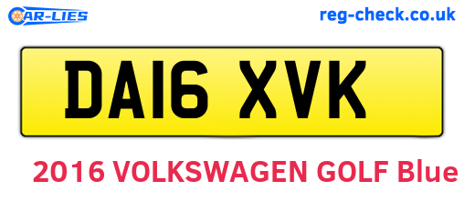 DA16XVK are the vehicle registration plates.