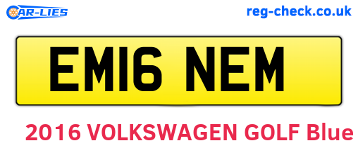 EM16NEM are the vehicle registration plates.