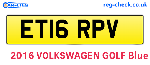ET16RPV are the vehicle registration plates.