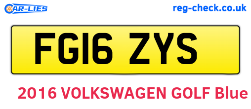 FG16ZYS are the vehicle registration plates.