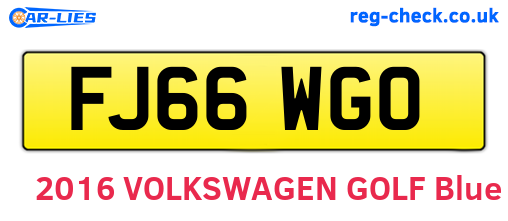 FJ66WGO are the vehicle registration plates.