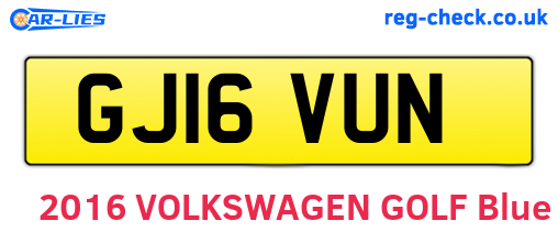 GJ16VUN are the vehicle registration plates.