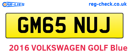 GM65NUJ are the vehicle registration plates.