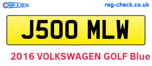 J500MLW are the vehicle registration plates.