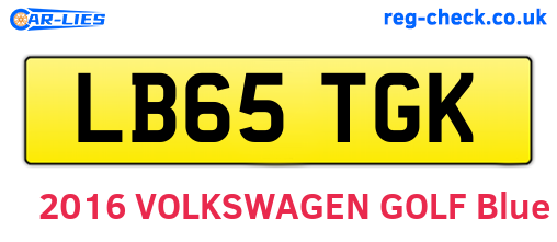 LB65TGK are the vehicle registration plates.