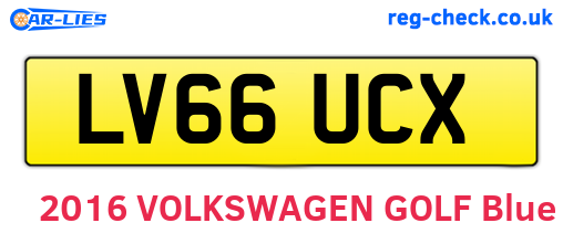 LV66UCX are the vehicle registration plates.
