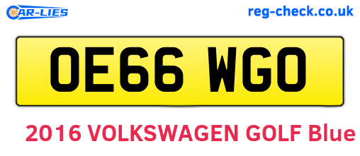 OE66WGO are the vehicle registration plates.