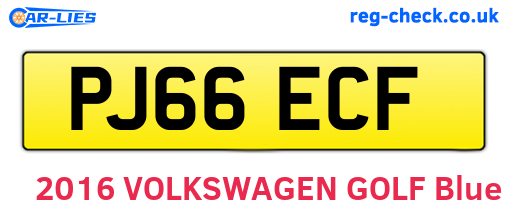 PJ66ECF are the vehicle registration plates.