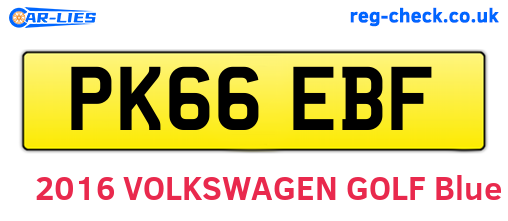 PK66EBF are the vehicle registration plates.