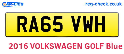 RA65VWH are the vehicle registration plates.