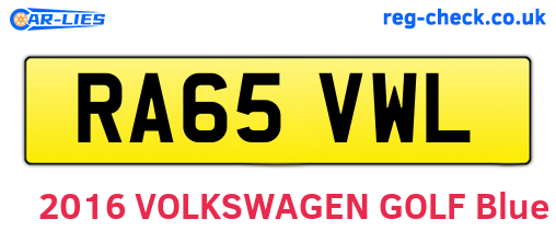 RA65VWL are the vehicle registration plates.