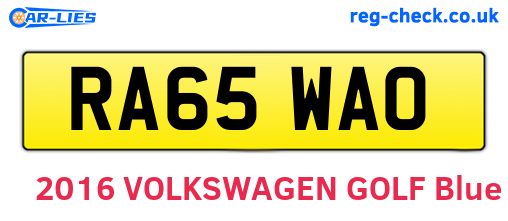 RA65WAO are the vehicle registration plates.