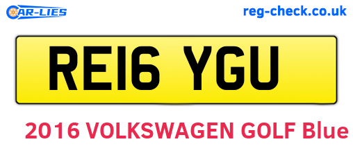 RE16YGU are the vehicle registration plates.