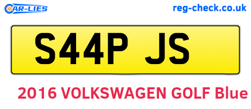 S44PJS are the vehicle registration plates.