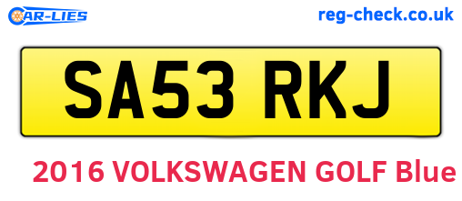 SA53RKJ are the vehicle registration plates.