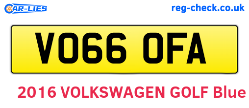 VO66OFA are the vehicle registration plates.