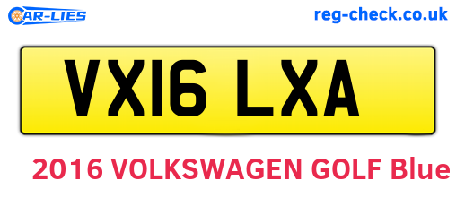 VX16LXA are the vehicle registration plates.